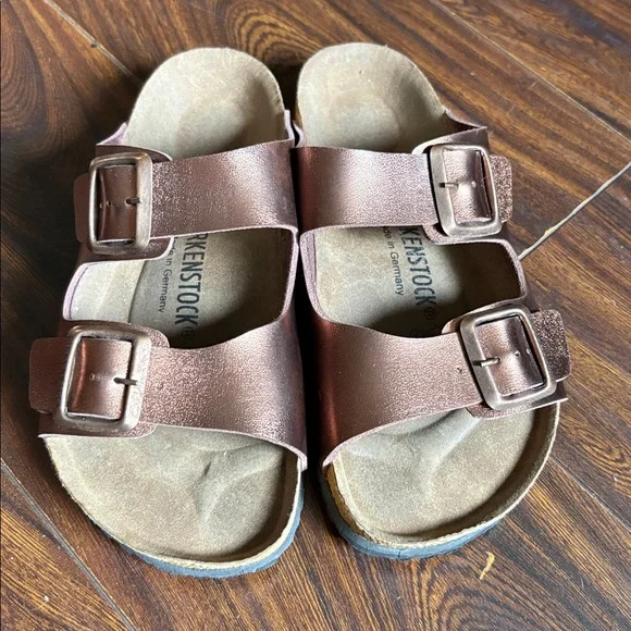 BIRKENSTOCK Arizona Birko-Flor Arizona Metallic Copper( Rose Gold) Sandals - Picture 4 of 17
